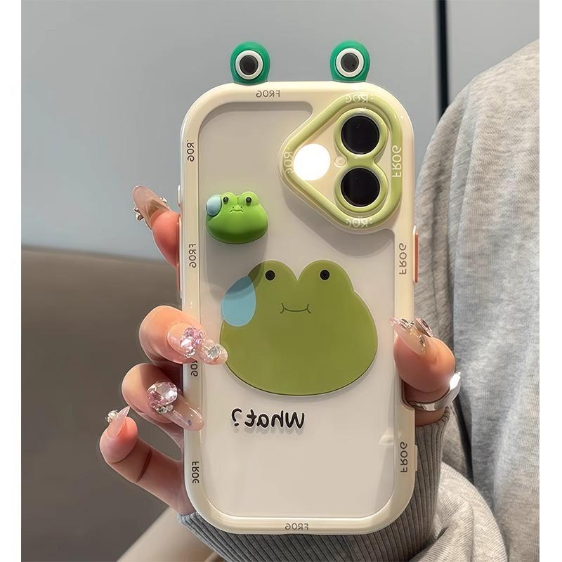 

Sweating Frog Cream Shell for Apple 17/16 Mobile Phone Case 15 Anti-fall 14 Creative 13 Advanced 12 New Style For Apple 7