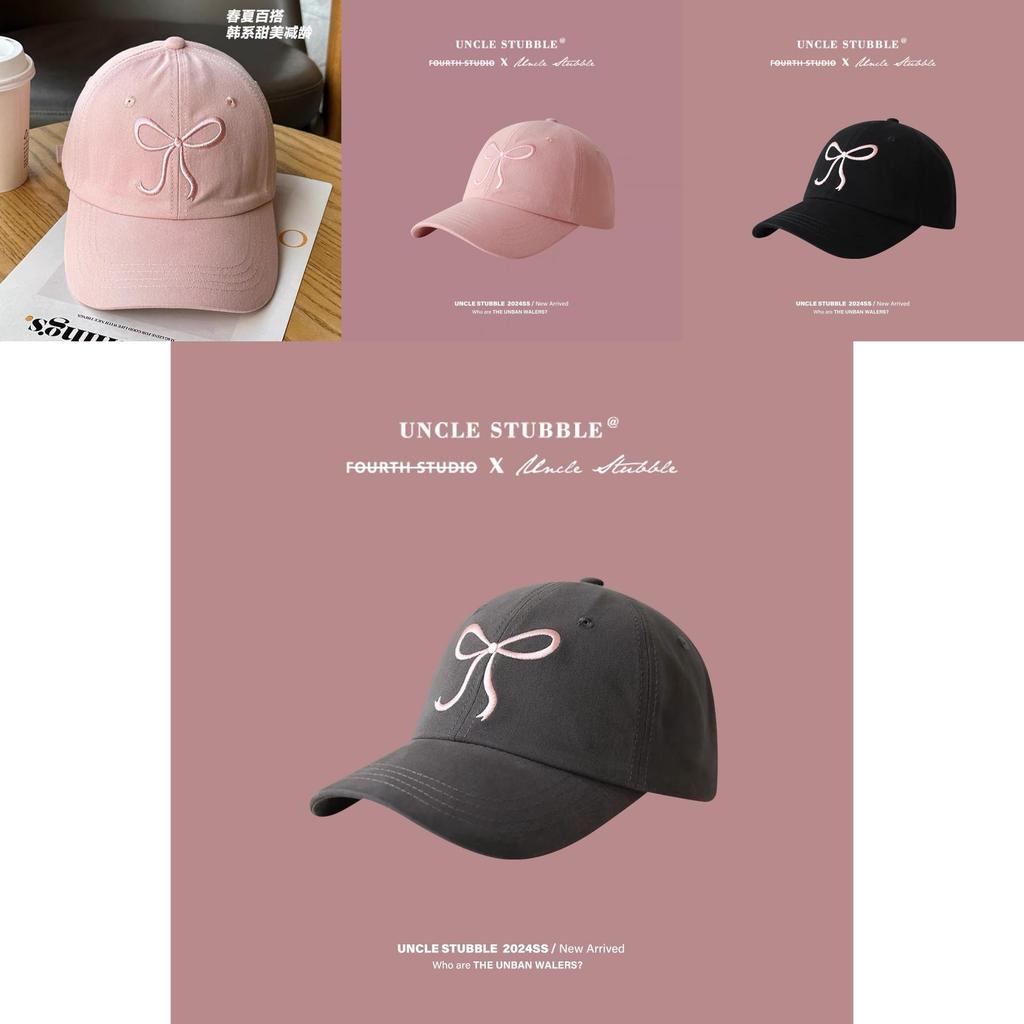 Sweet And Cute Korean Bowknot Baseball Cap Romantic Pink Soft Brim Hat For Girls