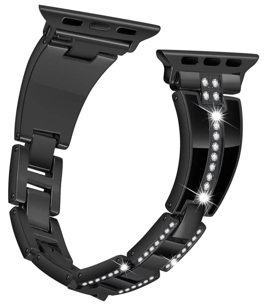 Resin+Metal Strap for Apple Watch 45mm 44mm 42mm 40mm 41mm 46mm 49mm Women Diamond Bracelet Iwatch Ultra 10 9 8 7 6 5 4 SE Band