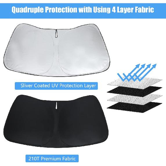 Windshield Sun Shade Fit 2025 2024   - Toyota RAV4 Prime LE Hybrid XLE XLE Premium Adventure TRD Off Road Front Window Sunshade Accessories SUV Sun