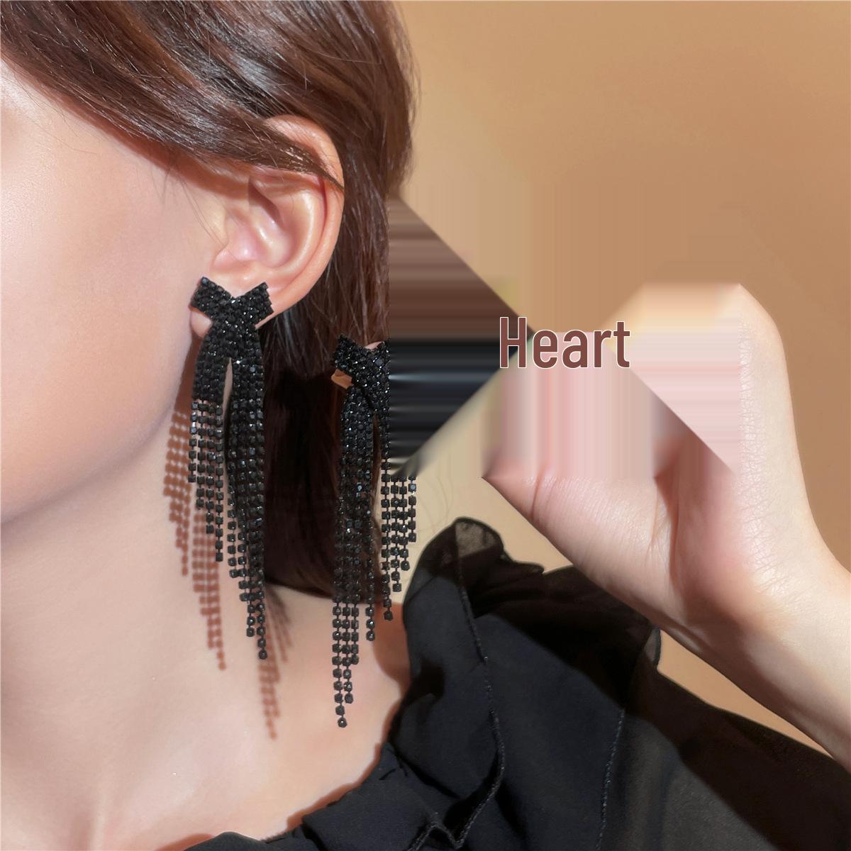 

Роскошные черные серьги-кисти со стразами для женщин