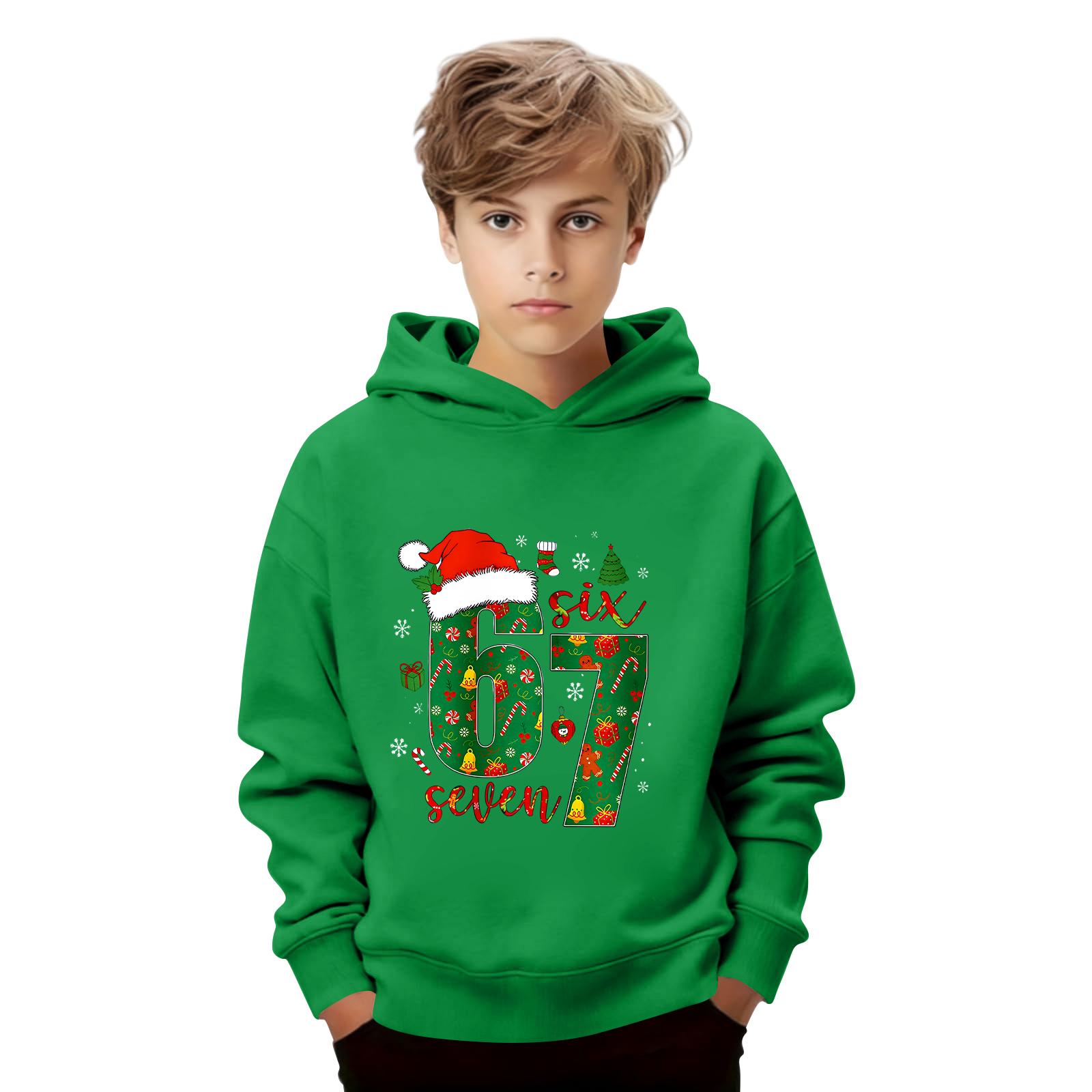 

Kids Long Sleeve Pullover Hoodie Loose Fit Sweatshirt with Number Graphic Print Soft Fabric Comfortable Casual Wear for Boys Girls 110