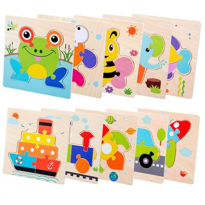 Holz Lern-Tier- & Transport-Puzzles für Kleinkinder 1-3 Jahre: Spielzeug für frühes Lernen