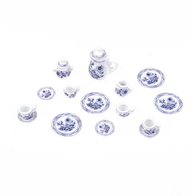 1 Sada 1:12 miniaturních porcelánových keramických čajových šálků domeček pro panenky Nádobí Kuchyňka domeček pro panenky Čajová konvice kutily