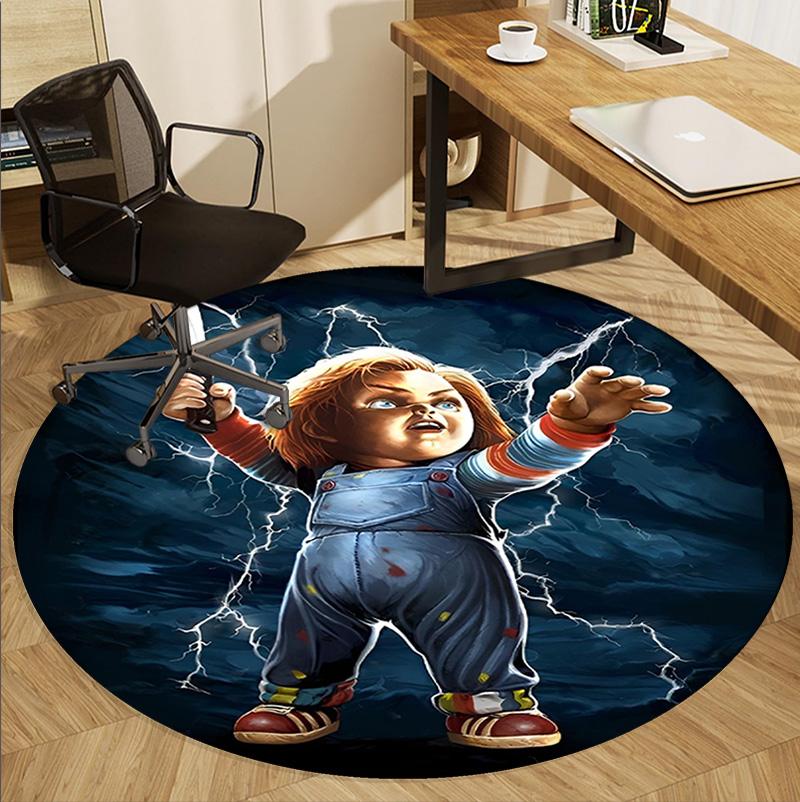 horror movie Pattern Round Rug, Indoor/Outdoor Mat, for Picnic, Gameroom, Bedroom, Office, Living Room, Home Decor Carpet, Birthday Gift