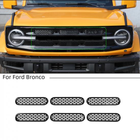 Front Grille erts Mesh Trim Cover For Ford Bronco 4Dr + Black Accessories