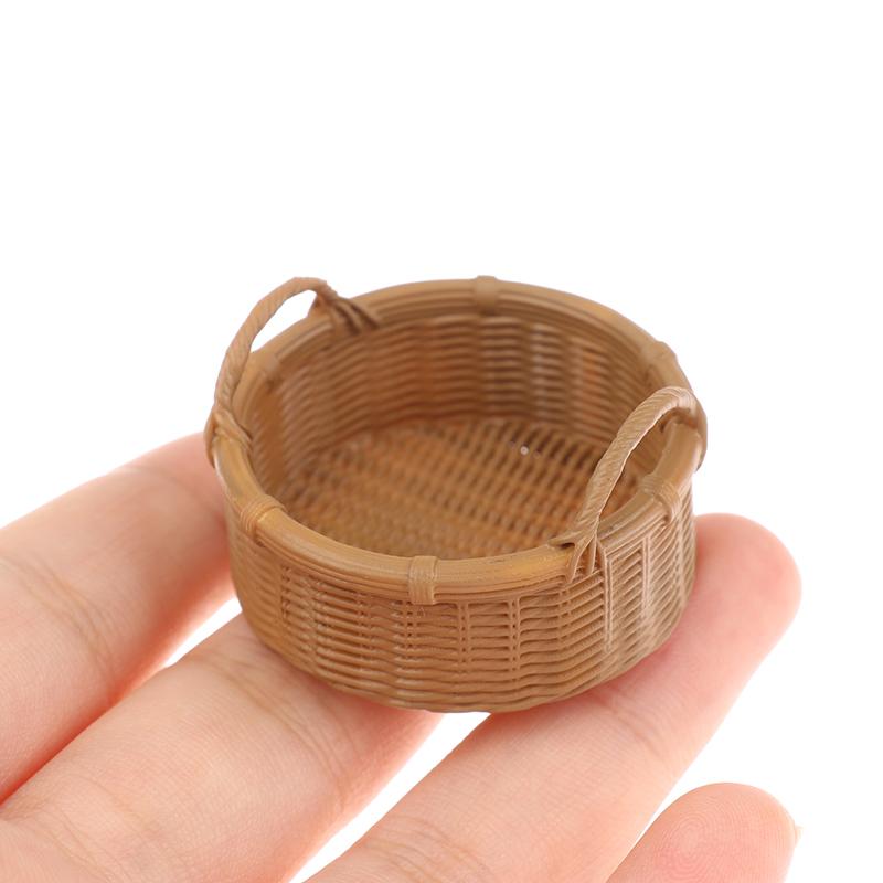 1:12 Dollhouse Simulation Miniature Resin Fruit Bread Food Basket Storage Basket Figure Toys High Quality Durable