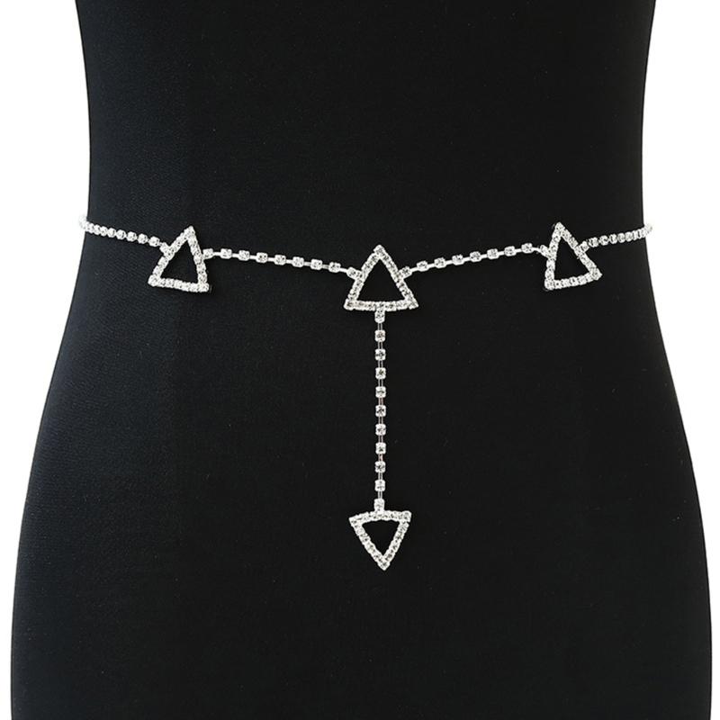 Delicate Rhinestone Dangle Waist Chain Alloy Shinning Body Chains Summer Body Jewelry Accessories for Women and Girls