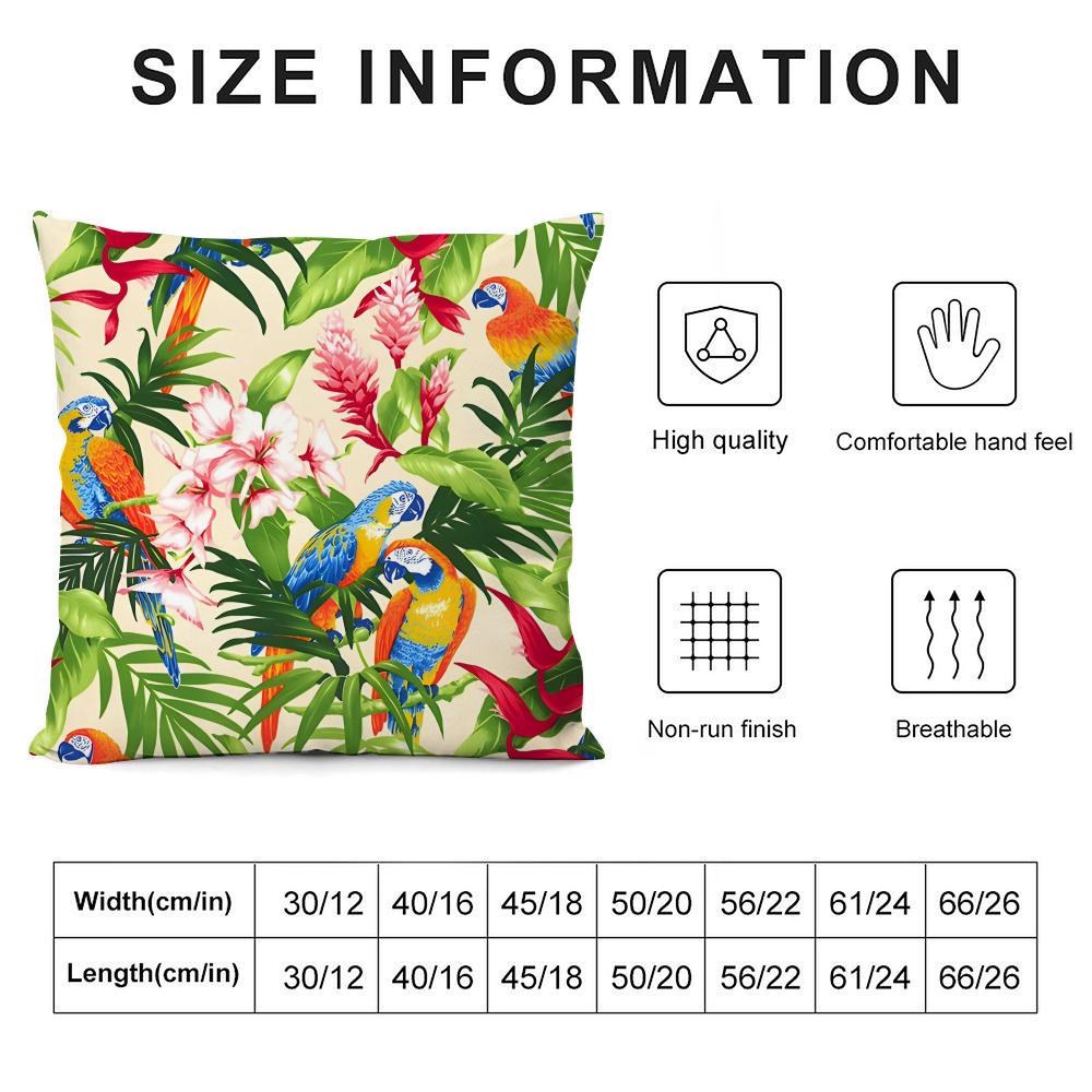 Parrot Colorful Cushion Cover Pillowcase Ultra Soft Skin Friendly Fabric Cloud Like Comfort & Concealed Zipper