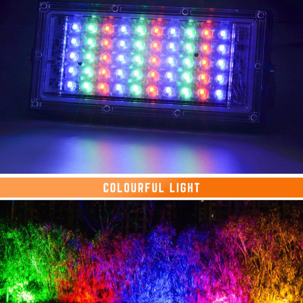 RGB Flood Light High Brightness 50W Colorful Outdoor Floodlight with Remote Control IP66 AC for Outdoor