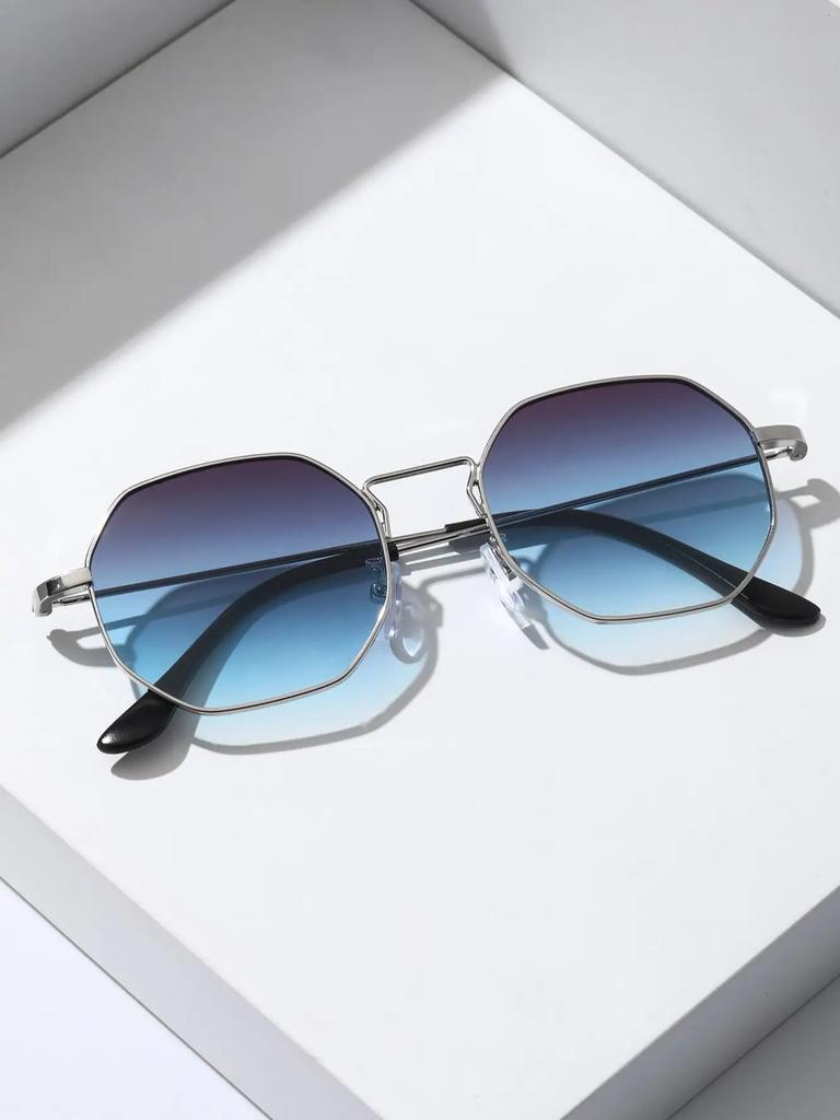 1PC Metal Irregular Fashion  Frame Women Sunglasses For Daily Life Men Shades Vacation Outfits Accessories.