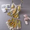 Summer Lace Camisole Nightgown with Removable Pads - Women's Sexy Ice Silk Pajamas