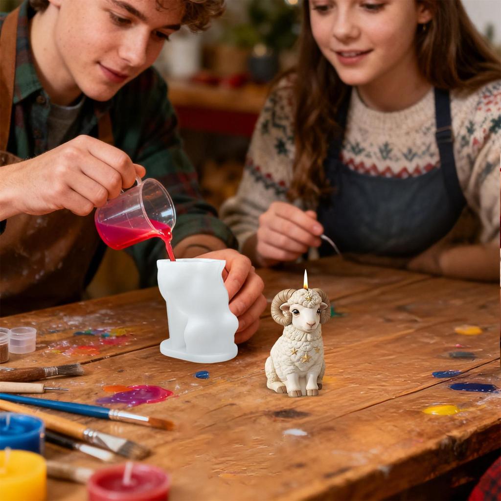 Lamb Candle Making Mold Silicone Sheep Candle Making Supplies Lamb Resin Casting Mold for Soap Plaster Ornament Resin Craft Clay
