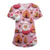 Women's Christmas Print Loose V-Neck Pocket Short-Sleeved Uniform