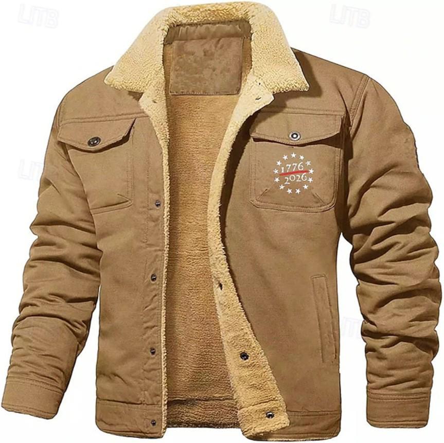 Veste de travail polaire pour homme 2024 - Vêtement d'extérieur décontracté à imprimé pour l'automne/hiver