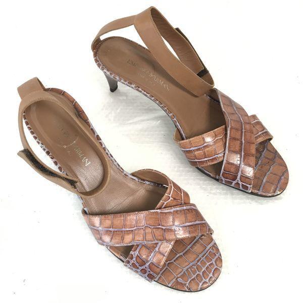 Emporio Armani Italy Ankle Strap Sandals Women’s 37 23.5 Brown
