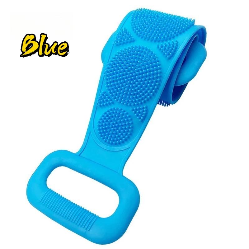 

Силиконовая мочалка для тела Отшелушивающая скраб для спины Растирание Пилинг Массаж Инструмент для ванны для всего тела Экологичный Для душа Противоскользящий 70cm синий