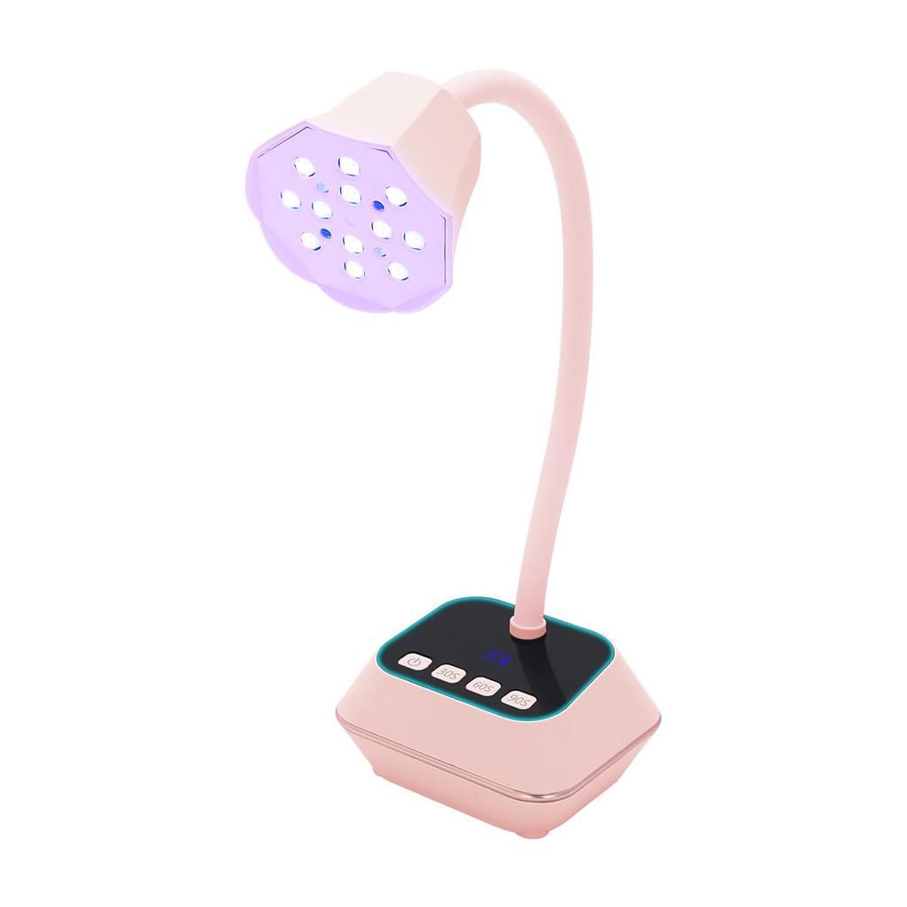 Smart Touchscreen Nail Art Lamp - Fast Dry, No Blackening, Desktop Rechargeable Phototherapy Gooseneck for Nail Tips.
