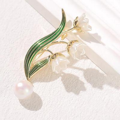 Plant Lily Of The Valley Flower Brooches Women Clothing Coat Jewelry Banquet Wedding Party Accessories Gifts
