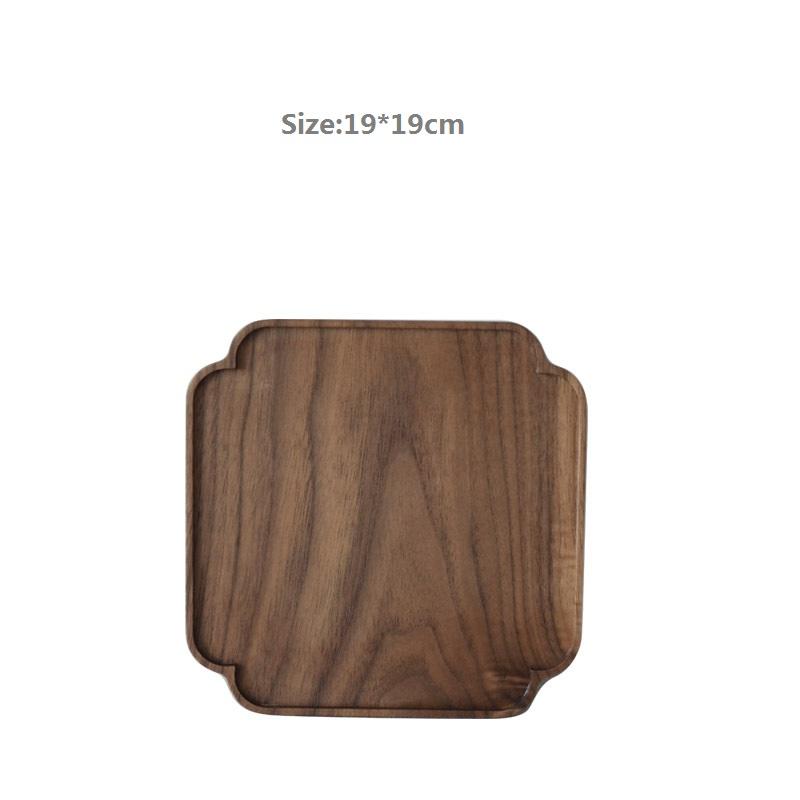 HeMu Black Walnut Whole Wood Lace Tray Bread And Fruit Snack Plate Plum Blossom Edge Tea Tray Restaurant Hotel Coffee Shop Tray