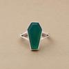 Green Onyx Coffin Ring In 925 Sterling Silver, Handmade Minimalist Gemstone Ring, Gothic Boho Jewelry for Women