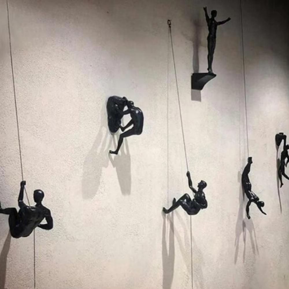 Unique Climbing Man Wall Sculptures European Style Abstract Character Pendant  Home Decor