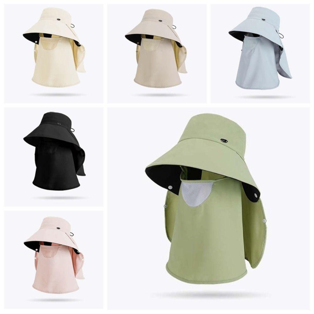 Wide-brimmed Sunshade Shawl Cap Anti-UV Mask Picking Tea Hat Cycling Cap Neck Protection Hat  Women