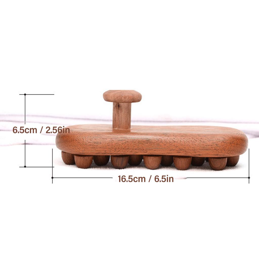 Lymphatic Drainage Cellulite Massager Sandalwood 16 Beads Portable Manual Wooden Massage Brush for Neck Abdomen Legs