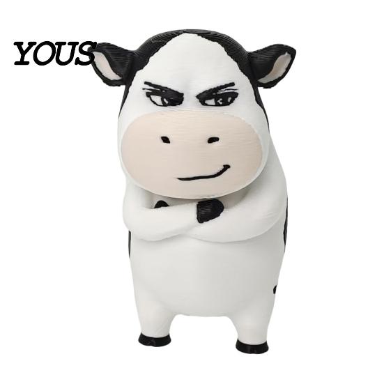 Cartoon Animal Figurine 3D Printed Dairy Cow Figurine, Cattle Statue for Desk Decor, Mini Sculpture Home Office, Gift Lovers