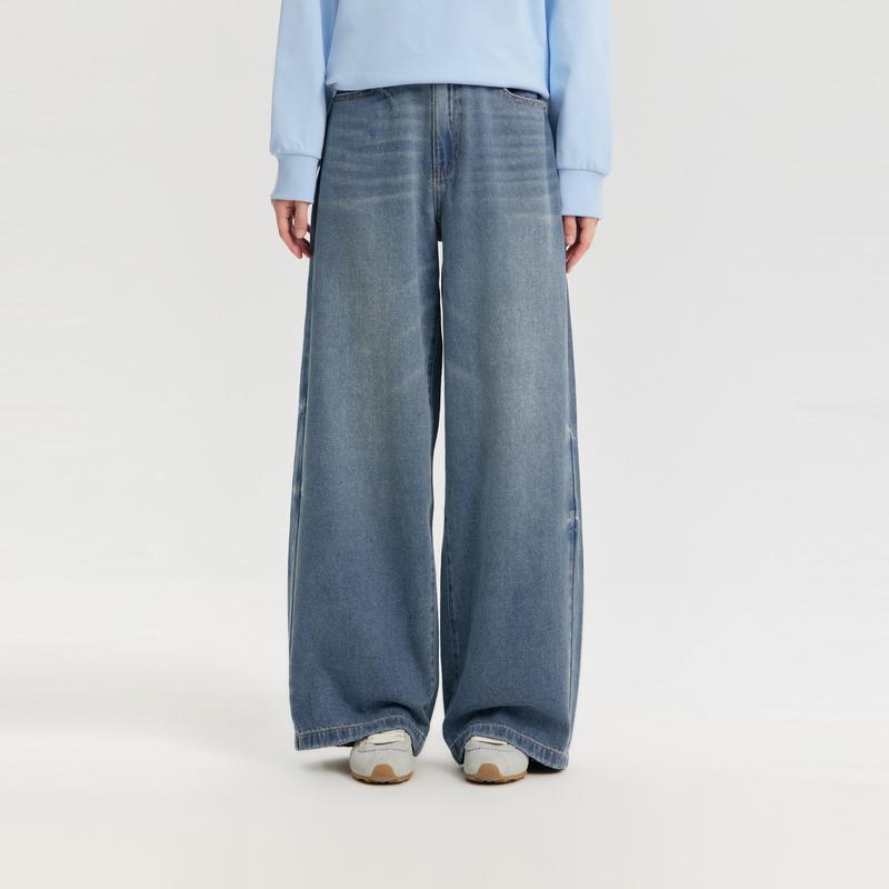 Disha Official Children's Clothing Youth Pants Spring New Style Girls Loose Straight Leg High Waisted Jeans