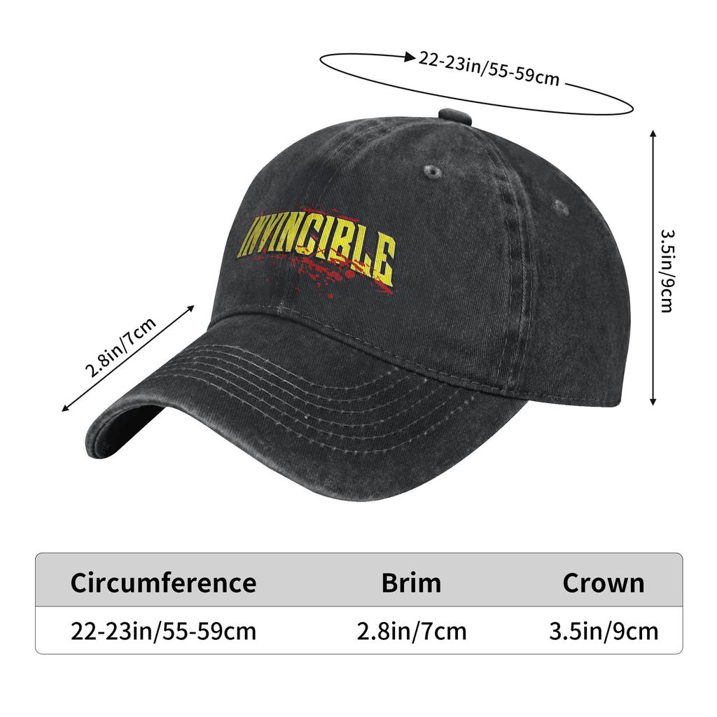 Cappellini da Baseball Invincible Bloody Logo Uomo Donna Cappelli Lavati in Denim Usurato Cartoni Animati Anime Cappellino Vintage da Esterno per Corsa Snapback