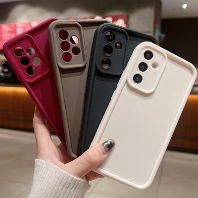 Solid Color Silicone Soft Case For Samsung Galaxy S25 Ultra S24 FE S23 A56 A36 A16 A55 A15 Shockproof Lens Protection Cover