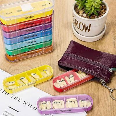7-Day Weekly Medicine Storage Box - Compact Pill Organizer For Daily Medication Vitamins, Travel-Friendly Portable Pill Case