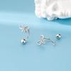 S925 Plated Silver Stud Earrings New Tide Japan and South Korea Women Simple Screw Twist Bean Earrings with Diamond Bow Stud Earrings