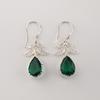 Bijoux Boucles d'Oreilles Crochets Faits Main en Argent Sterling 925 Pierre Précieuse Émeraude Verte 1.84" CE-27-12