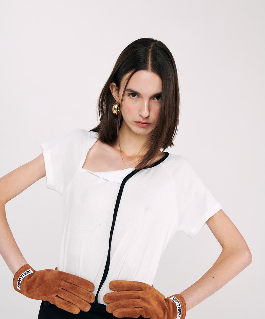 TWENTY FOUR T Two-Way Ribbon T-Shirt White