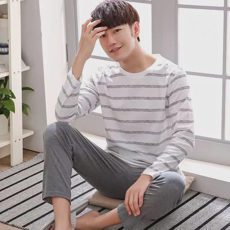 Men's Long-Sleeve Autumn/Winter Pajama Set – Teens & Students