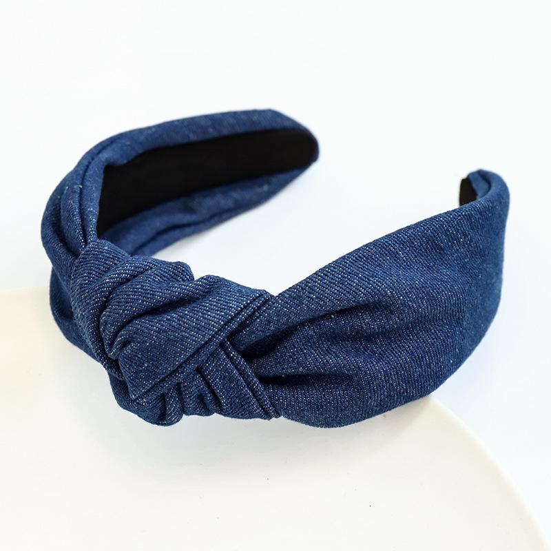 Fashion Women's Denim Headband with Center Knot Ladies Hair Styling Accessories