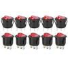 10Pcs Rocker Switch Large Round 3Pin Red Light Used for Household Appliances Switches