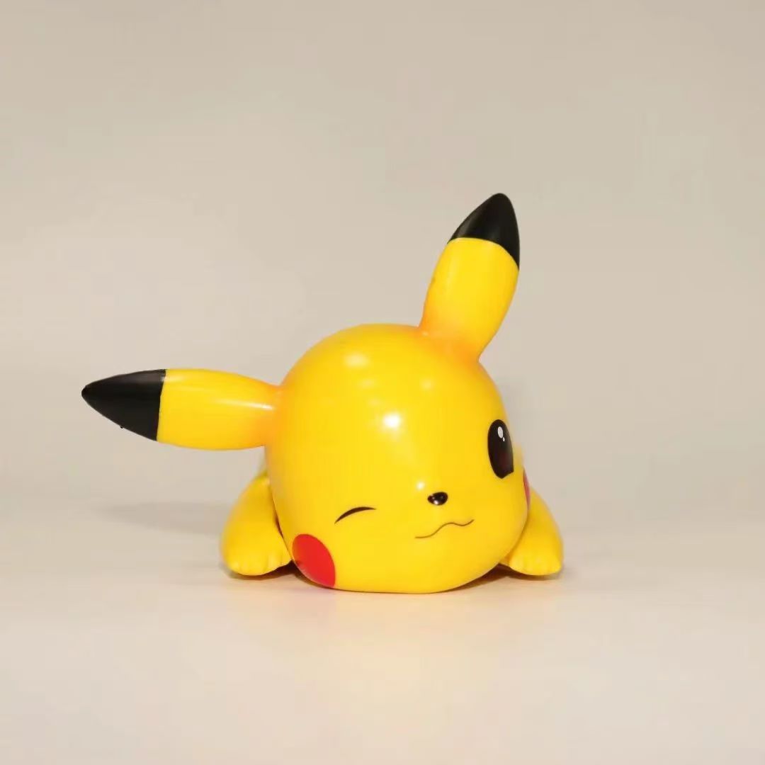 Cute Pokemon Q Version Little Elf Sleep Pikachu Car Decoration Cartoon Doll Anime Figures Model Children Toys Gifts