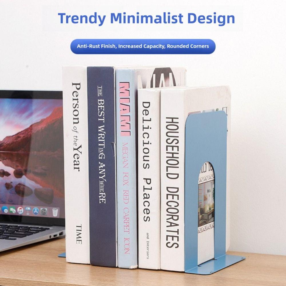 1/2PCS Metal Book Stand L-Shaped Desk Bookshelf Book High Quality Book Stoppers Supports  Office