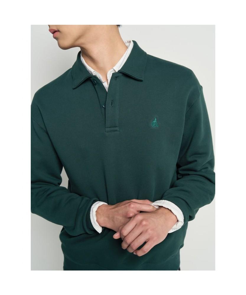 Binpolmen Solid Collared Neck Sweatshirt Green