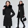 Medium and Long Butterfly Print Thin Cotton Clothes Women's Large Size Velvet Waist Hooded Large Fur Collar Cotton-padded Clothes