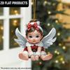 2D Flat Angel Wings Acrylic Ornaments with Golden Rope, Realistic Angle Pendant, Charm Rearview Mirror Hanging Decor,Prety Gifts for Family Friends