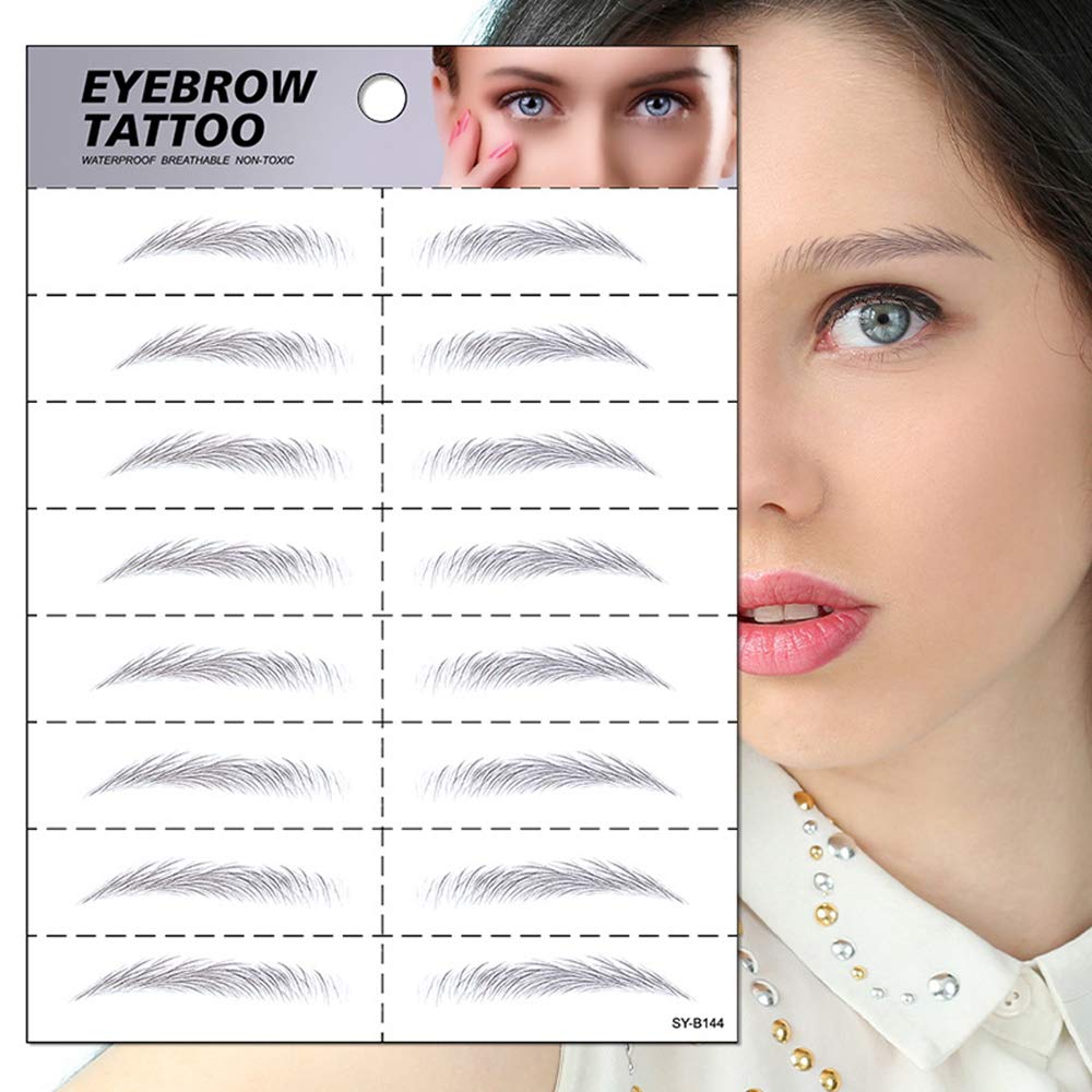 S.A.V.I 8 Pairs 6D Natural Look Eyebrow Styling Long Lasting Up to 7 Days Waterproof Temporary Tattoo Stickers - 1 Sheet (144)