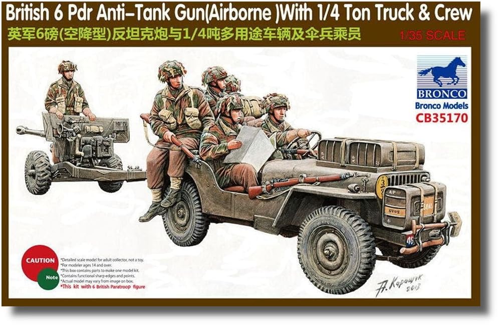 

Bronco Model British ton airborne small personnel carrier with 6 pounder airborne with 6 plastic model CB35170 1/35 1/4 gun, type, paratroopers,