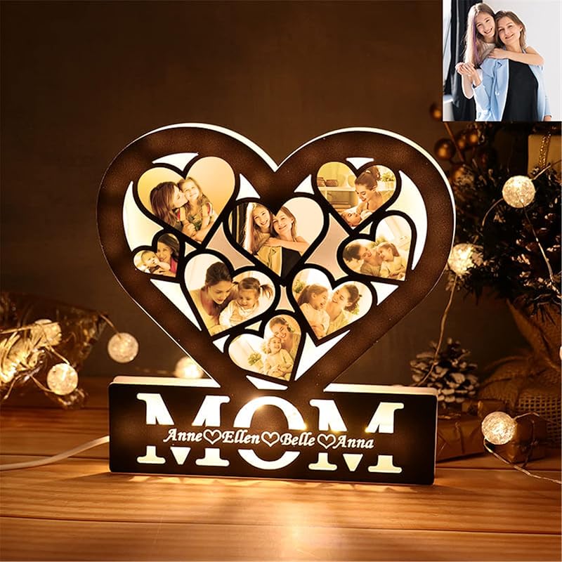 Personalized Lighthouse Photo Night Light Custom Family Picture Frame Light Acrylic Photo Lamp Gifts for Birthday Mom from Daughter Son(Style 11)