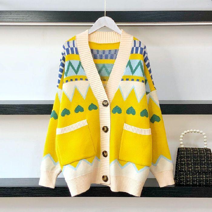 Knitted Cardigan Women's Autumn and Winter New Lazy Wind Loose Sweater Jacket