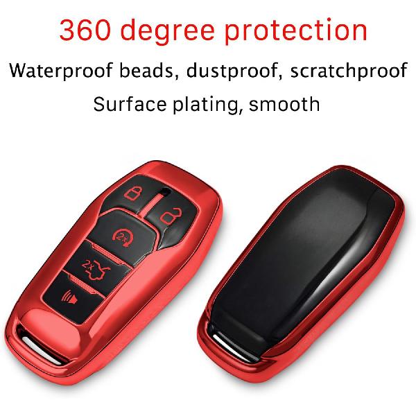For Ford And For Lincoln Key Fob Cover Case,With Keychain Fit Explorer Mustang Edge Fusion MKZ MKC Smart Remote Vehicle Accessories,Soft TPU Key