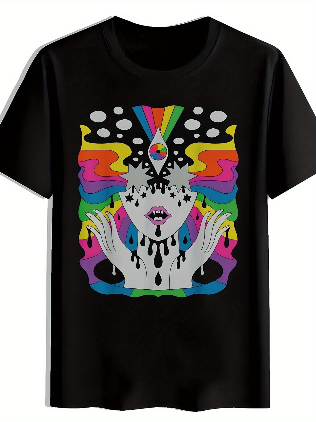 Vibrant Abstract Graphic T-shirt - Casual Crew Neck XL